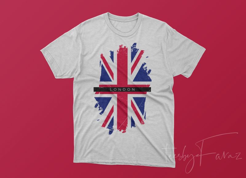 London Flag, Grunge Style t-shirt design for commercial use