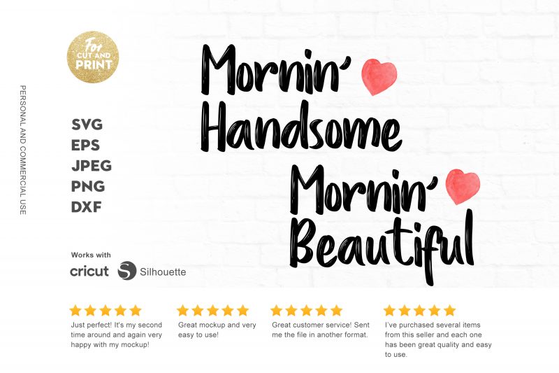 Morning handsome morning beautiful print ready t shirt design