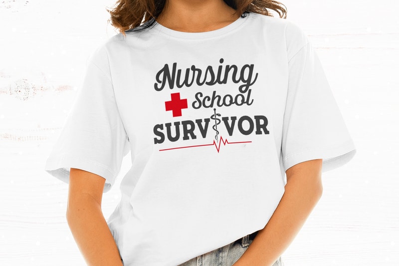 Download Nursing School Survivor t-shirt design for commercial use