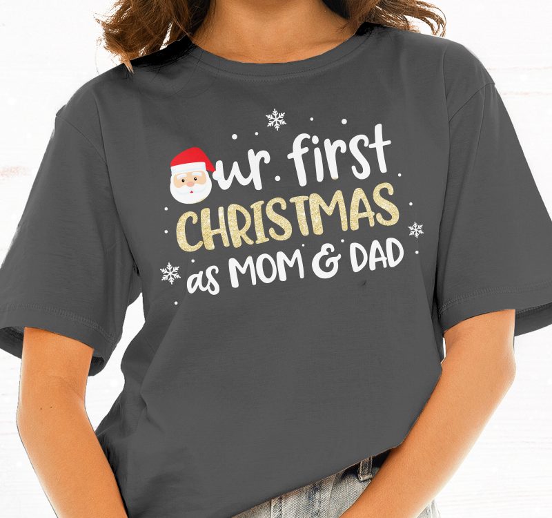 Download Our First Christmas As Mom And Dad T Shirt Design Template Buy T Shirt Designs