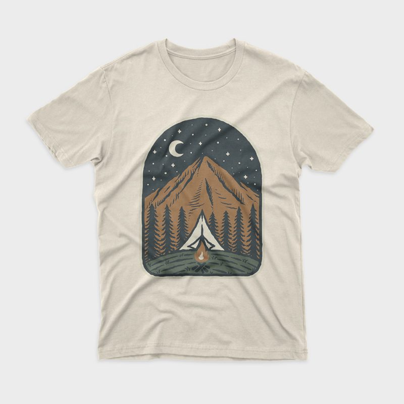 Camp Mountain Night design for t shirt - Buy t-shirt designs