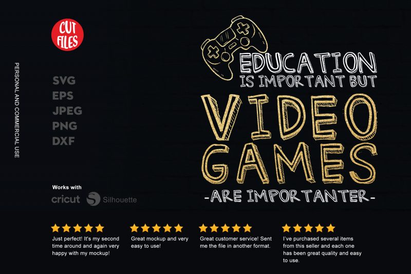 Education Is Important Video games Is Importanter print ready t shirt design