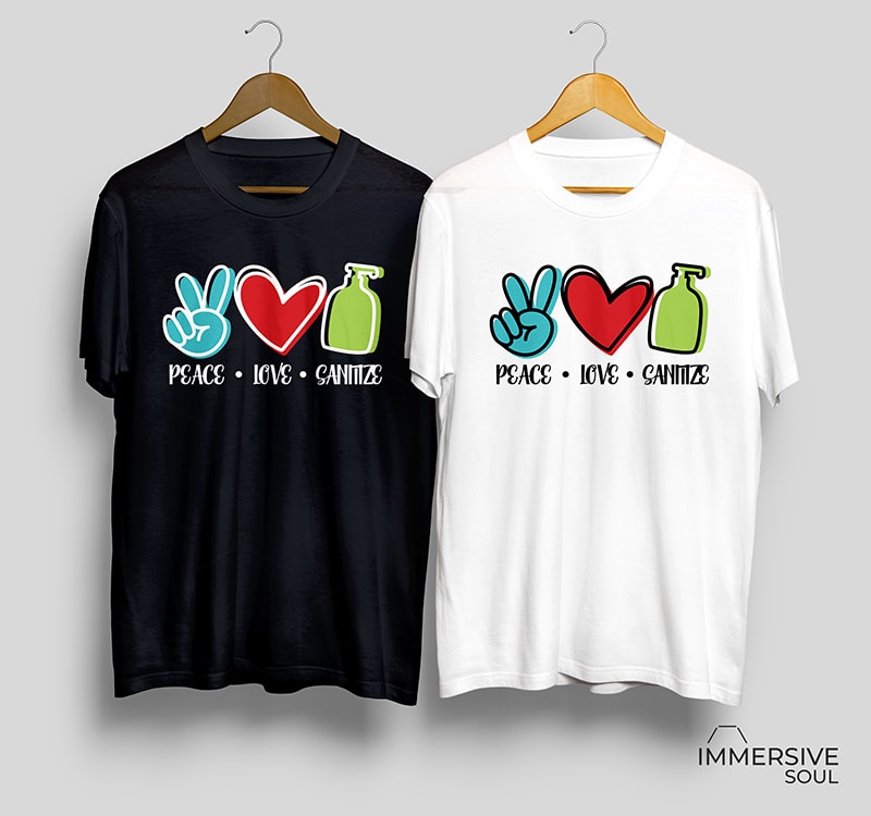 Download Peace Love Sanitize T Shirt Design For Commercial Use Buy T Shirt Designs