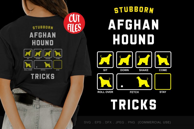 Stubborn afghan hound tricks print ready t shirt design