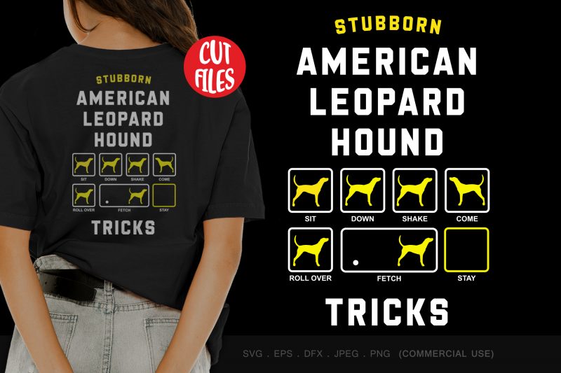 Stubborn american leopard hound tricks graphic t-shirt design