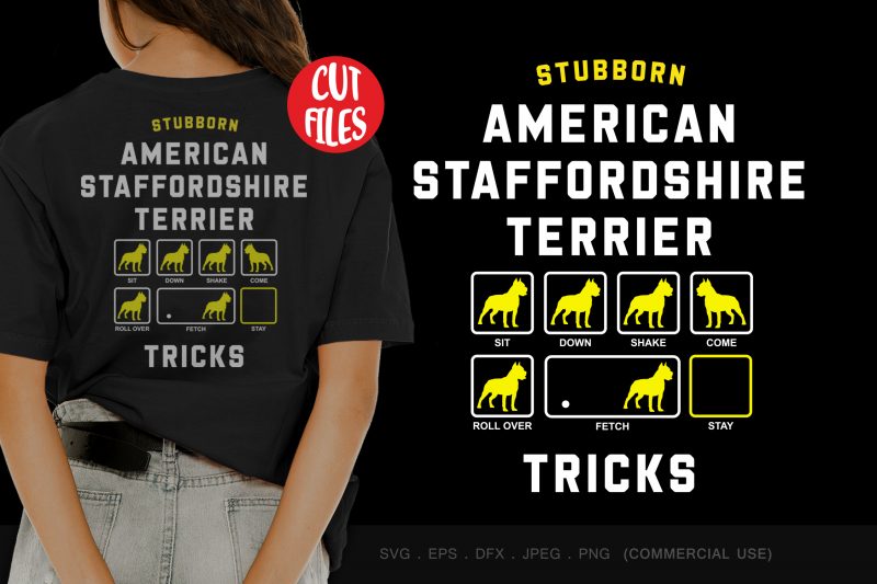 Stubborn american staffordshire terrier tricks shirt design png