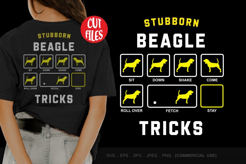 Stubborn Beagle Tricks t-shirt design for sale