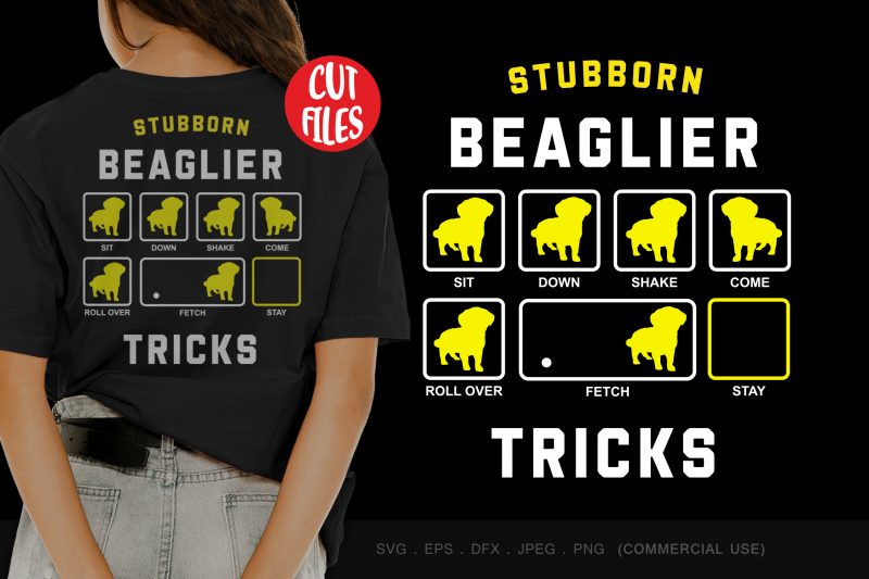 Stubborn beaglier tricks t shirt design for purchase