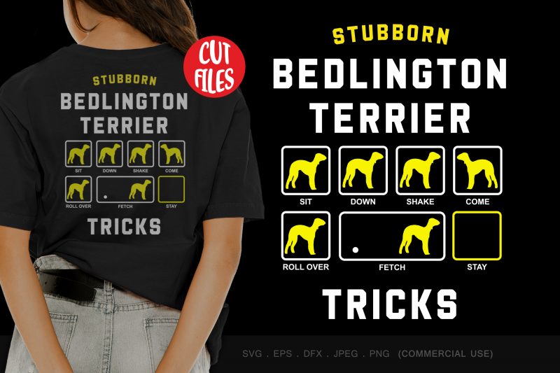 Stubborn belington terrier tricks graphic t-shirt design