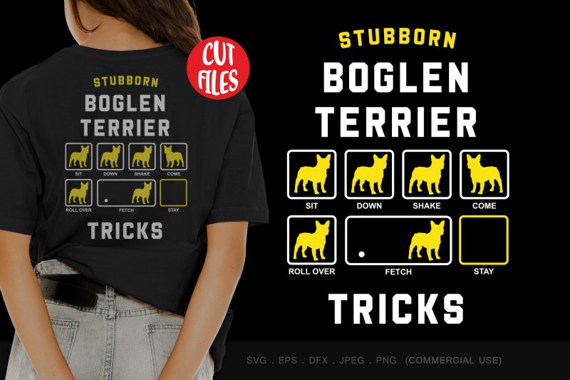 Stubborn boglen terrier tricks t shirt design for download