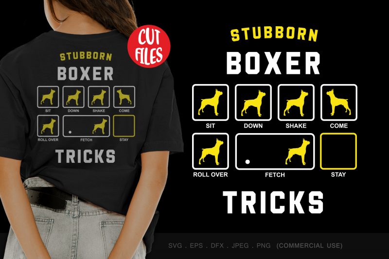 Stubborn boxer tricks shirt design png