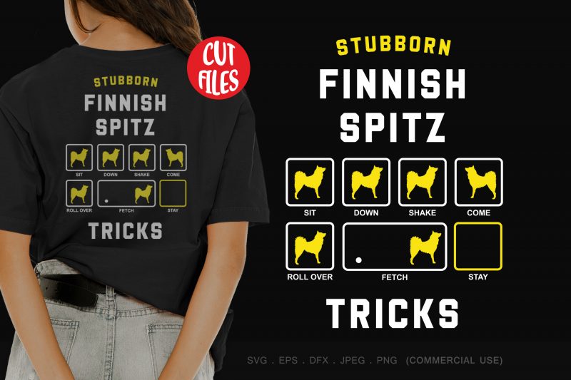 Stubborn finnish spitz tricks t-shirt design for sale