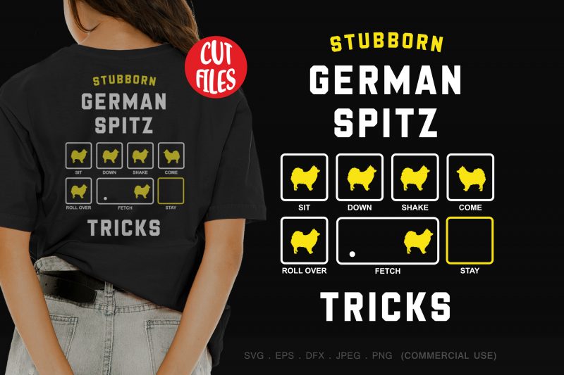 Stubborn german spitz tricks t shirt design template