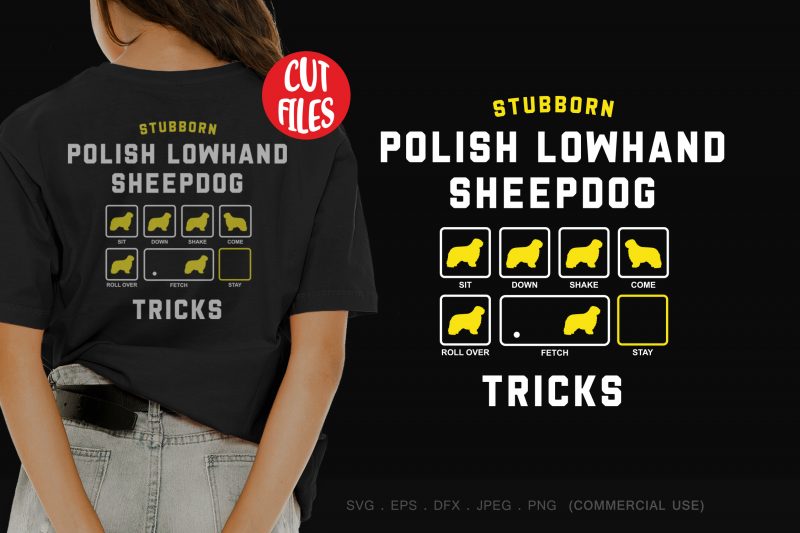 Stubborn polish lowhand sheepdog tricks t shirt design for download