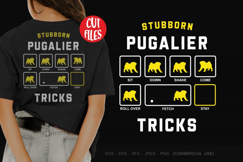 Stubborn pugalier tricks shirt design png