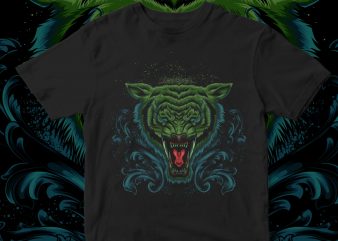 angry tiger vintage design for t shirt