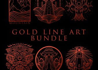 gold line art bundle tshirt design