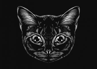 hand drawing cat line art graphic t-shirt design