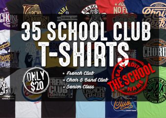 SCHOOL CLUB T-SHIRT BUNDLE design for t shirt
