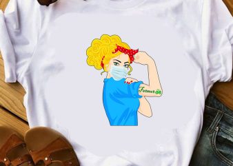 Farmer, Strong girl, face mask, caregiver, corona, eps SVG PNG DXF digital download buy t shirt design