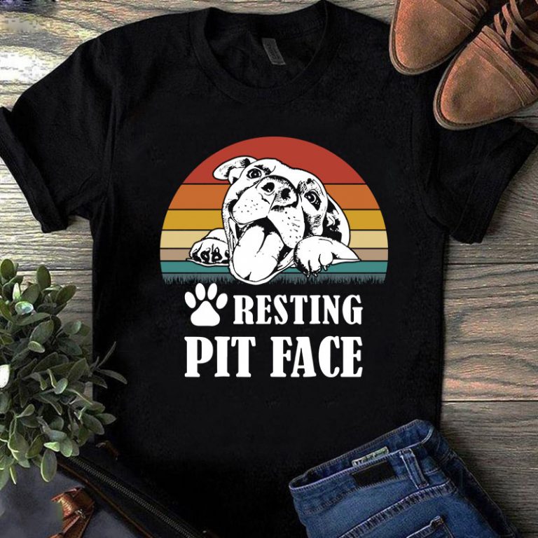 Resting Pit Face Vintage SVG, Pitbull SVG, Dog SVG, Animals SVG