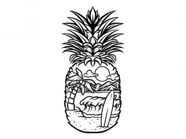 Pineapple surf summer print ready t shirt design