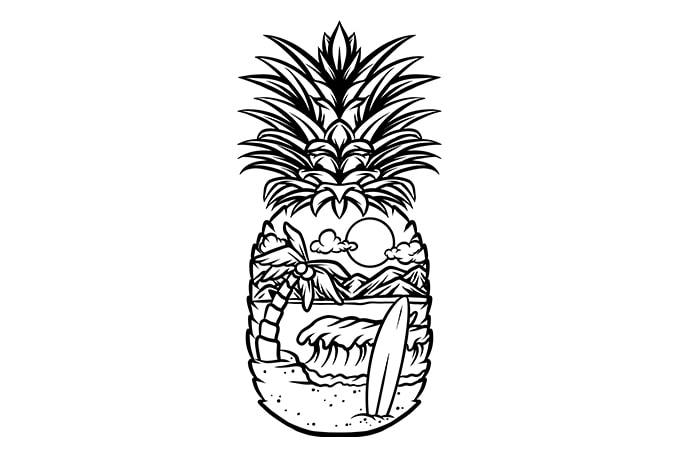 pineapple surf summer print ready t shirt design