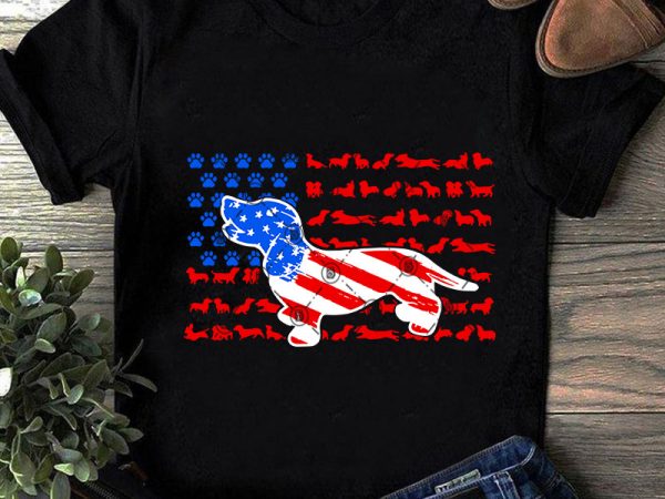 Dachshund america flag svg, dachshund dog svg, pet svg, america svg, animals svg graphic t-shirt design