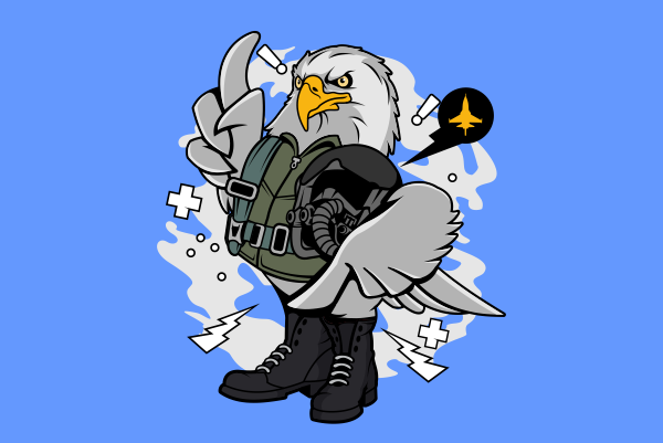 Eagle pilot print ready t shirt design