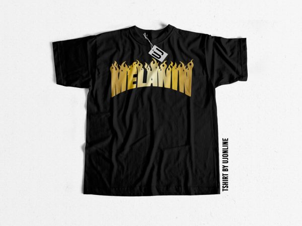 Melanin fire typography t shirt design for purchase