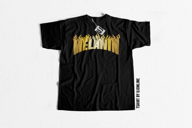 Melanin Fire Typography t shirt design for purchase