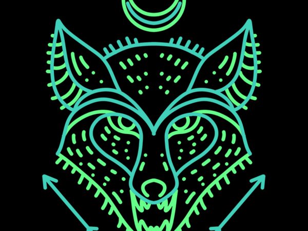 Fox line art t shirt design for download