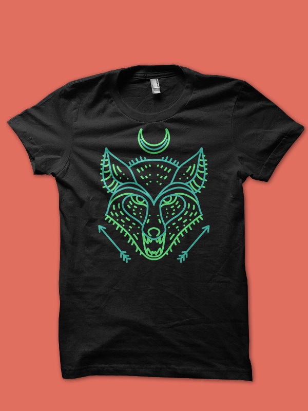 fox line art t shirt design for download - Buy t-shirt designs