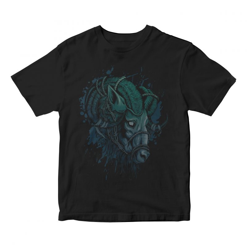 mighty goat head broken t-shirt design png - Buy t-shirt designs