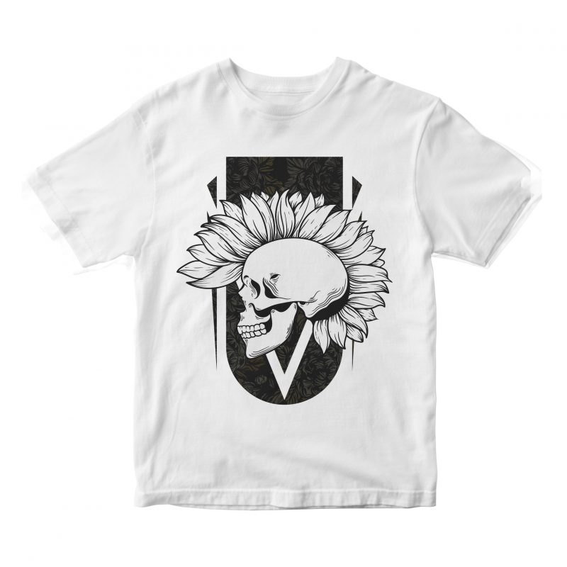 nature punk skull head cartoon commercial use t-shirt design - Buy t