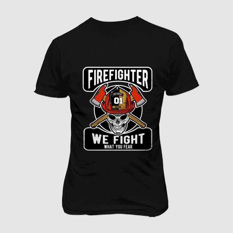 skull firefighter print ready t shirt design - Buy t-shirt designs