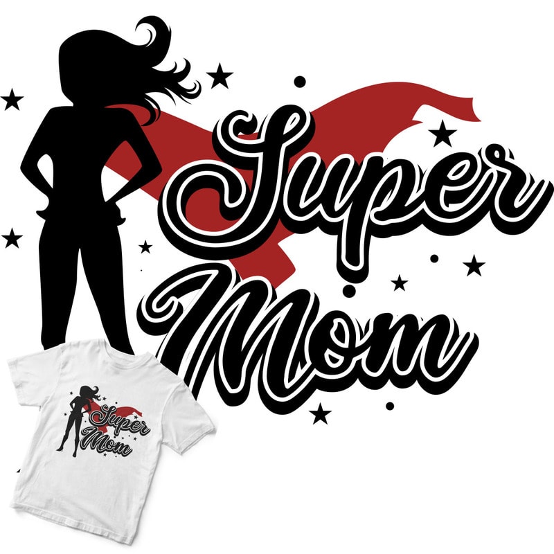 Super Mom Watercolor Design T-shirt Design