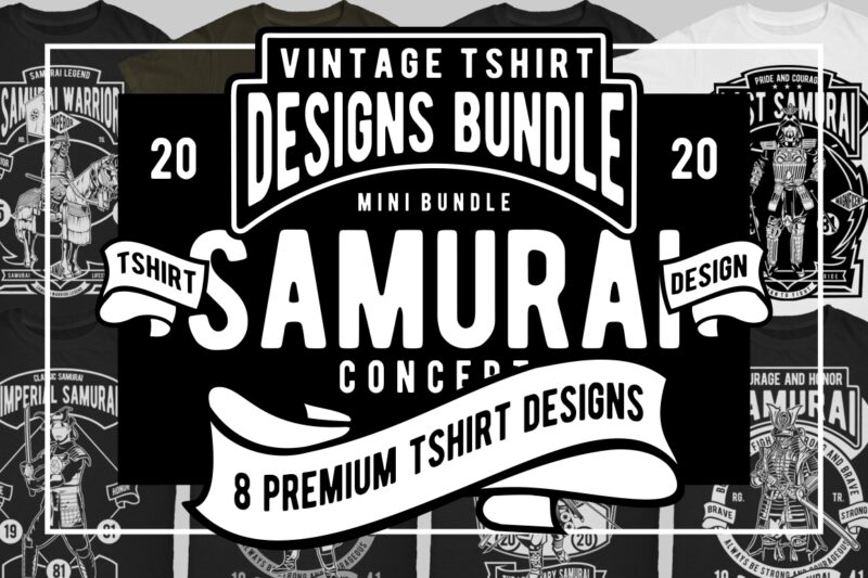 8 Samurai Tshirt Designs Bundle