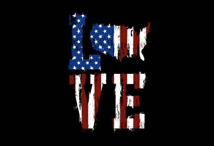 Download Love American Flag - American Illustration With SVG t-shirt design for sale - Buy t-shirt designs
