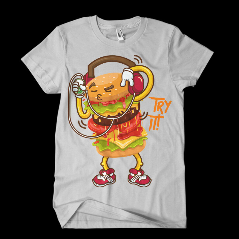 tray it burger graphic t-shirt design