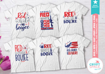 Red White and Boojee, Booz, Pew Pew Pew and Rawr svg, png, eps, pdf for Cricut and Transfer Paper.