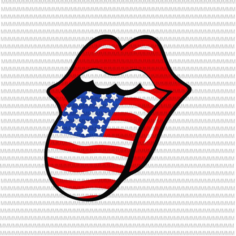 Flag Lips No Tongue 4th of July Lips American Lips Biting 