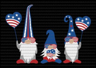 Patriotic Gnomes SVG, Gnomes 4th of july svg, Three Gnomes svg, 4th Of July Svg, Independence Day Svg, American Flag Svg, Love Usa Svg print t shirt illustration