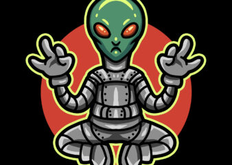 yoga alien commercial use t-shirt design