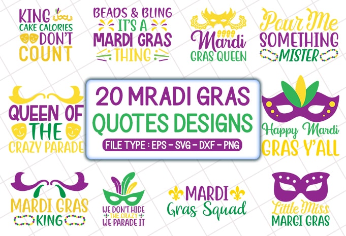 20 Mardi Gras T Shirt Designs Bundle Mardi Gras Svg Designs Bundle Mardi Gras Craft Bundle Mardi Gras Cutfiles Buy T Shirt Designs