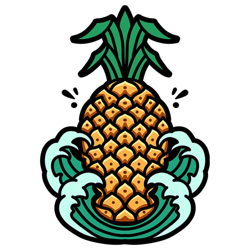 Pineapple Wave Graphic T-shirt Design - Buy T-shirt Designs