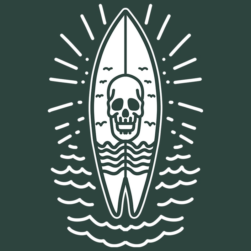 surfing board skull graphic t-shirt design - Buy t-shirt designs