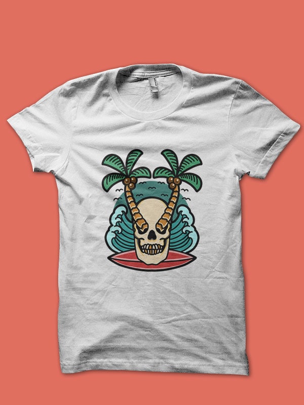 summer skull graphic t-shirt design