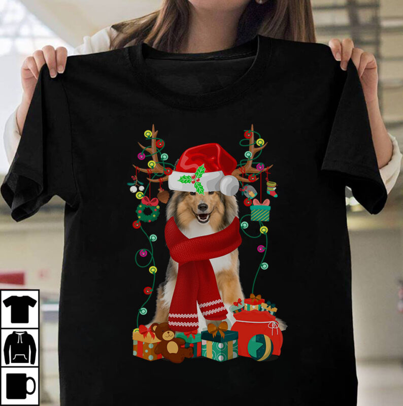 t-shirt vector 1 DESIGN 30 VERSIONS - Dog Breeds Christmas