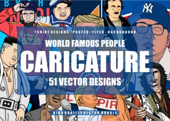 51 Caricature Tshirt Designs Bundle #1